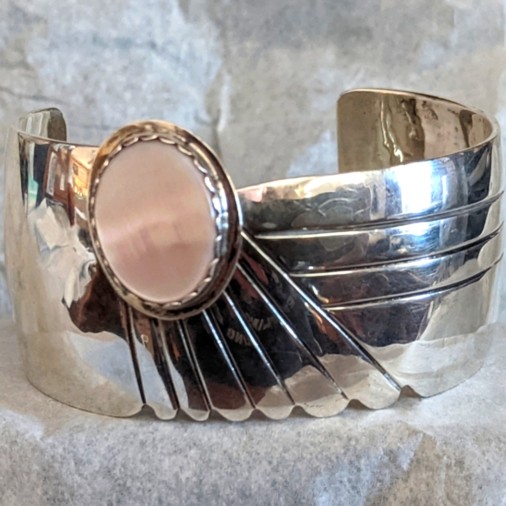 Antique, Navajo, STERLING SILVER MOP cuff bracelet